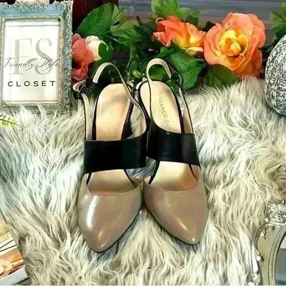 Franco Sarto Trish Leather Sling Back 3.5 Inch Heel Pointed Toe, 8M - Picture 1 of 8